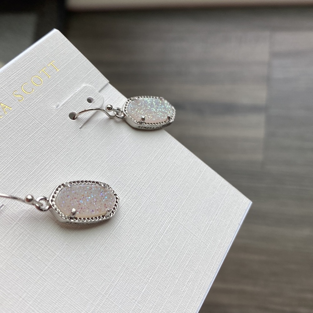 Kendra Scott Lee Drop Earrings in Iridescent Drusy, Silver - Picture 5 of 5